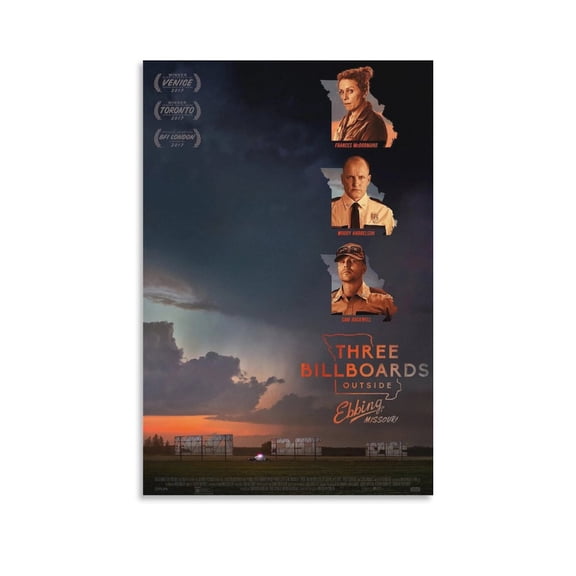 Three Billboards Outside Ebbing Missouri Classic Movie Poster Room Aesthetic Poster Print Art Wall Painting Canvas Posters Gifts Modern Bedroom Decor 12x18inch(30x45cm)