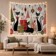 thumbnail image 1 of Three Black Cats with Gifts and Ornaments, Playful Retro for Decor Enthusiasts, Graphic Retro Wall Art Christmas Gift Tapestry Wall Hanging for Living Room and Dorm, 1 of 7