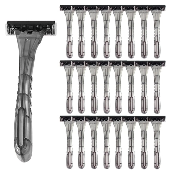 Three-Blade Razors Bulk, 3-Blade Disposable Razors Individually Wrapped, Stainless Steel Blade Razors for Travel, Bnb, Homeless (100 Count, Gray)