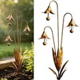thumbnail image 1 of Three Bluebells Garden Stake with Bells, Flamed Copper Rain Catcher Flower Outdoor Yard Decoration, Metal Plant Sculpture Yard Art Decor, Rustic Wind Chime Ornament Gift, 1 of 6