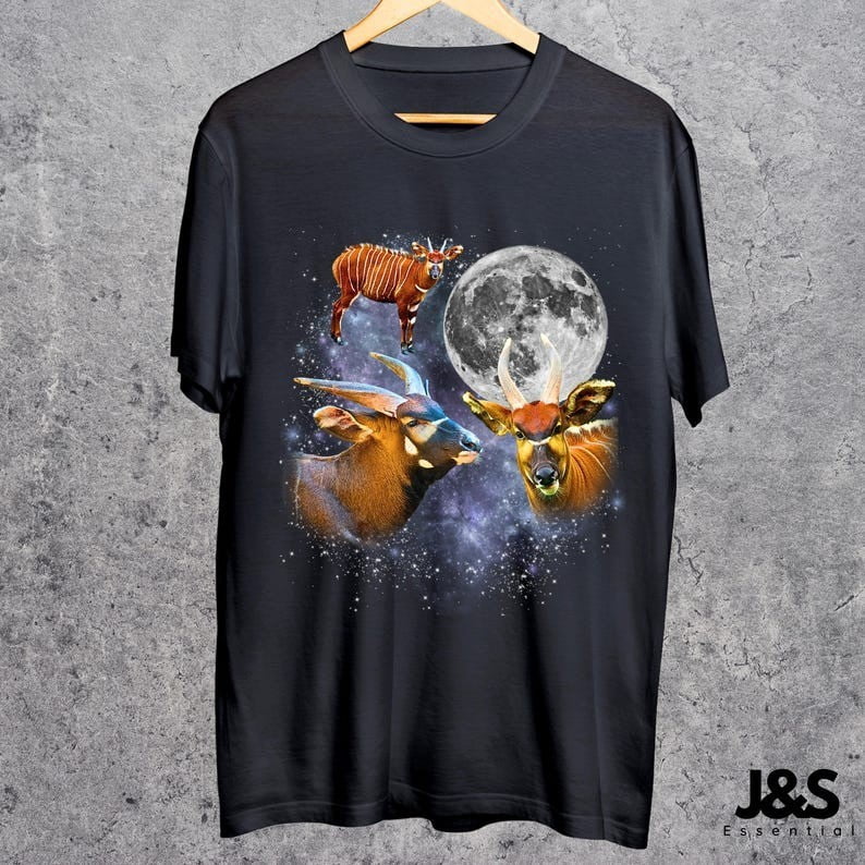 Three Bongo Antelope Retro Vintage Moon T-Shirt - Walmart.com