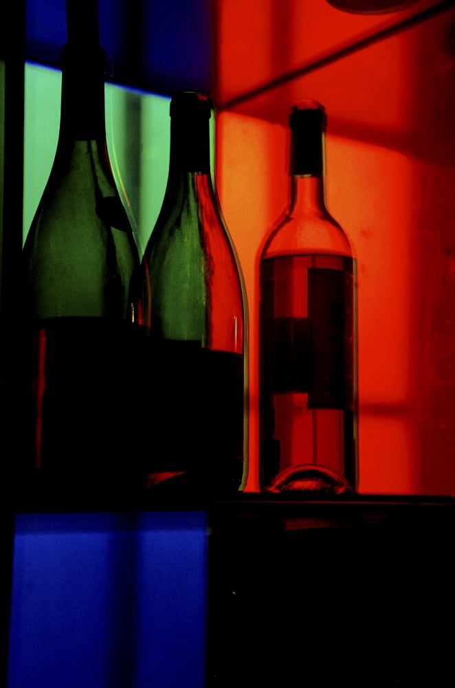 Three Bottles In A Bar Close Up Canvas Art - Anthony Webb Design Pics (11 x 17)