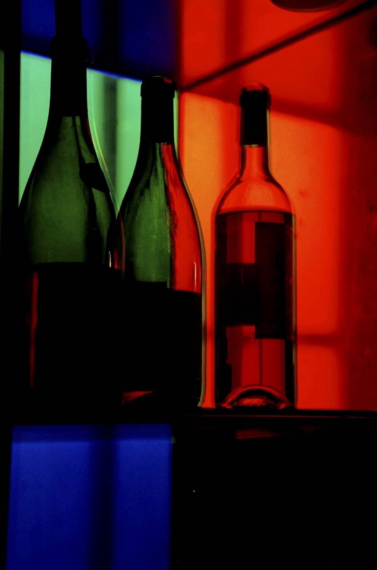 Three Bottles In A Bar Close Up Canvas Art - Anthony Webb Design Pics (22 x 34)