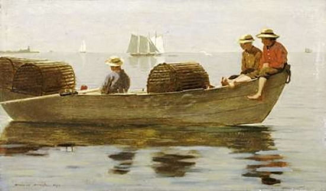 Three Boys In a Dory Canvas Art - Winslow Homer (12 x 18)