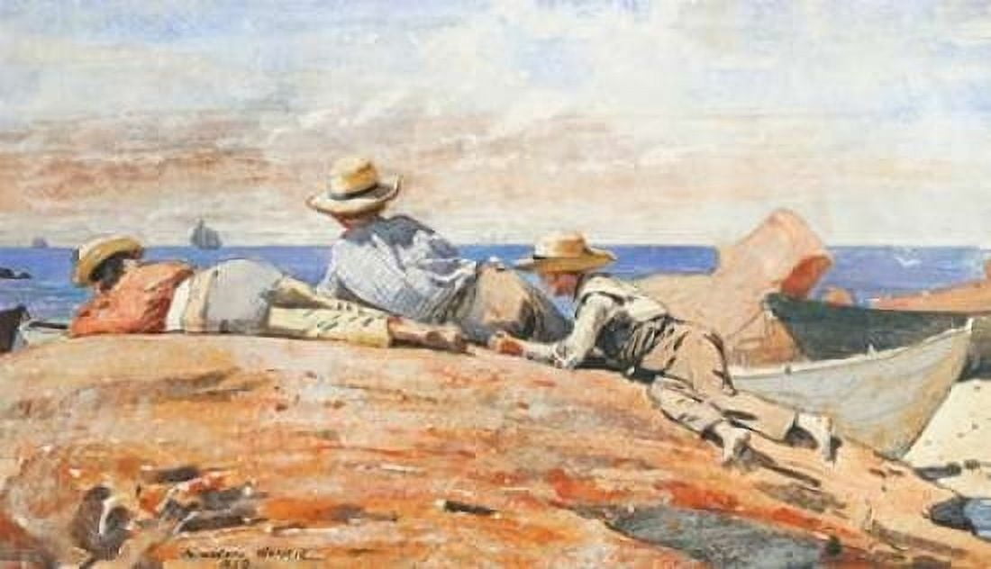 Three Boys On The Shore Canvas Art - Winslow Homer (24 x 36)