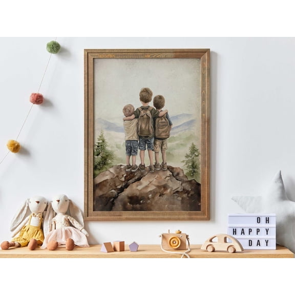 Three Brothers Print Sons Art Adventure Mountain Decor, Unframed Paper Poster 8x10in