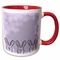 3drose, Three Bunnies - Pastel Purple - Cute Art, 15oz Two-tone Red Mug