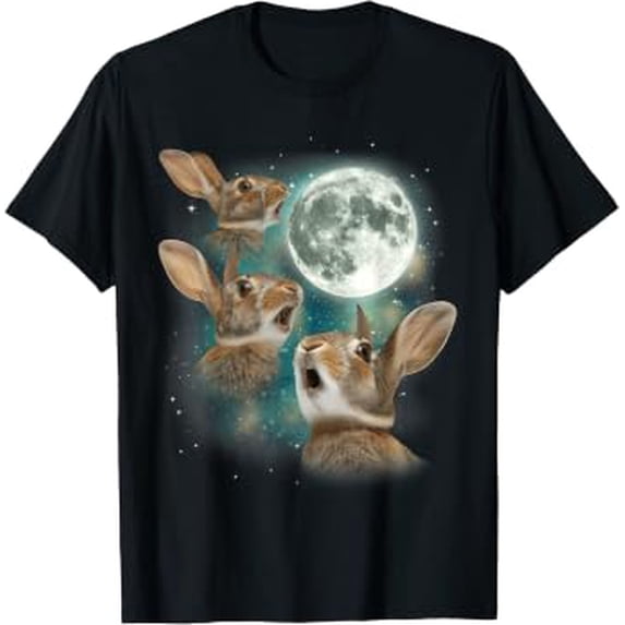 Three Bunny Moon | 3 Rabbit Meme Humorous Cute Wildlife T-Shirt