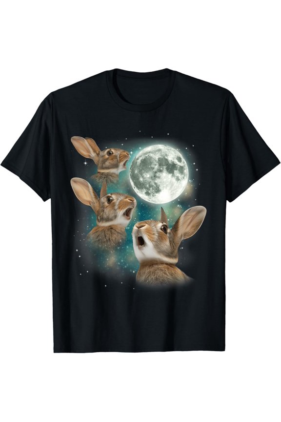 Three Bunny Moon | 3 Rabbit Ous Cute Wildlife T-Shirt
