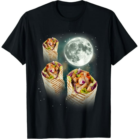 Three Burrito Moon | Weird Cursed Meme Tee 3 Space Tortilla T-Shirt