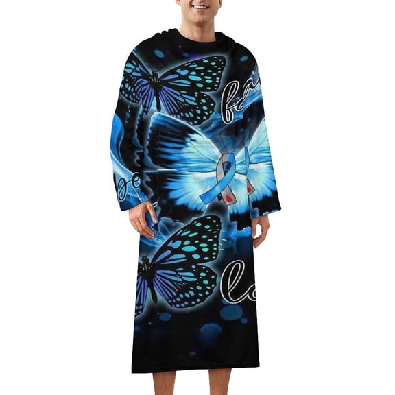 Three Butterfly Faith, Hope & Love Bathrobe Plush Bathrobe Cozy Unisex Winter Bathrobe Warm Water Absorbent