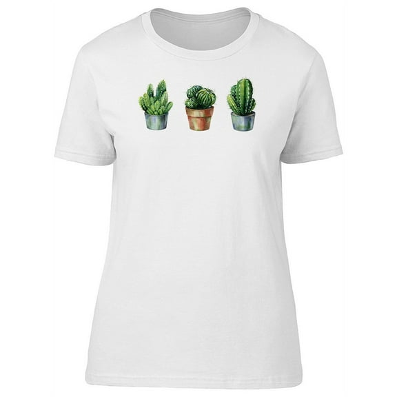 Three Cactus In Their Pots T-Shirt Women -Image by Shutterstock, Female XX-Large
