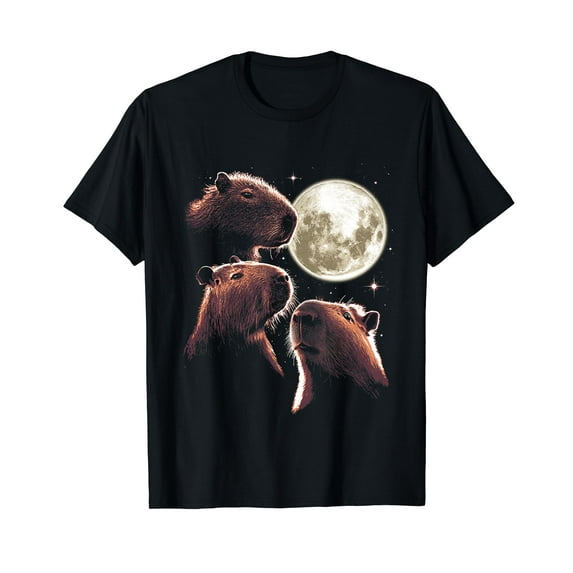 Three Capybara Moon Funny Capybara Meme Mystical Capybara T-Shirt