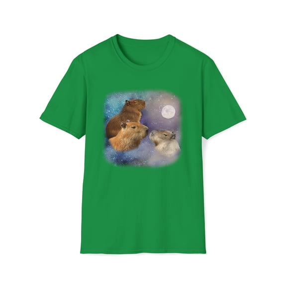 Three Capybara Moon, Gildan Unisex Softstyle T-Shirt, Graphic Tee, S-3XL