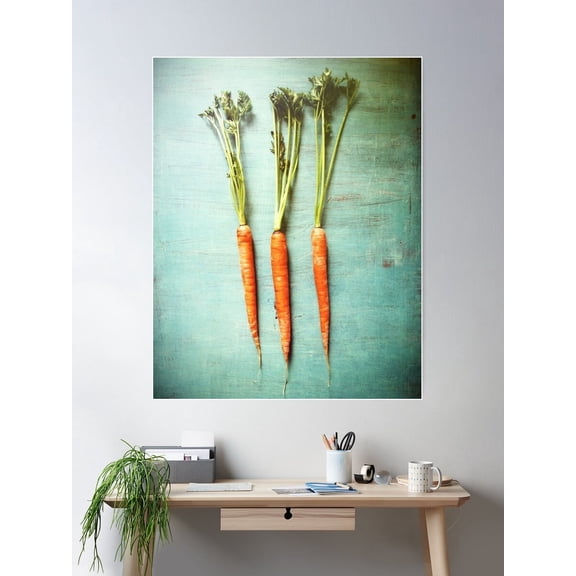 Three Carrots Poster Wall Art, Modern Wall Decor For Living Room Bedroom, 8x12 UNFRAMED