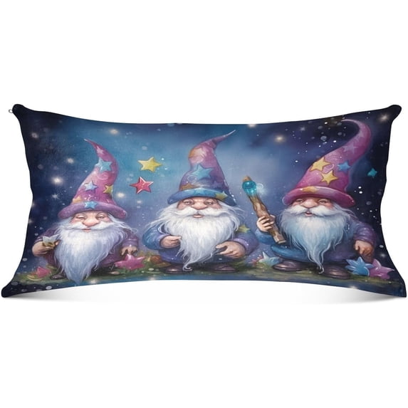 Three Cartoon Gnomes Plush Pillowcase, Luxury Soft King Pillow Case for Hair and Skin, Standard Size Pillow Covers with Zipper Closure, 21x54in Home Decor Gifts