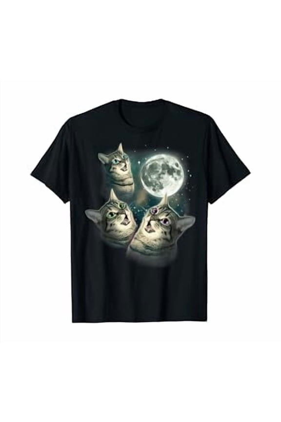 Three Cat Moon Funny Three Wolves Kitten Parody Tee Shirt