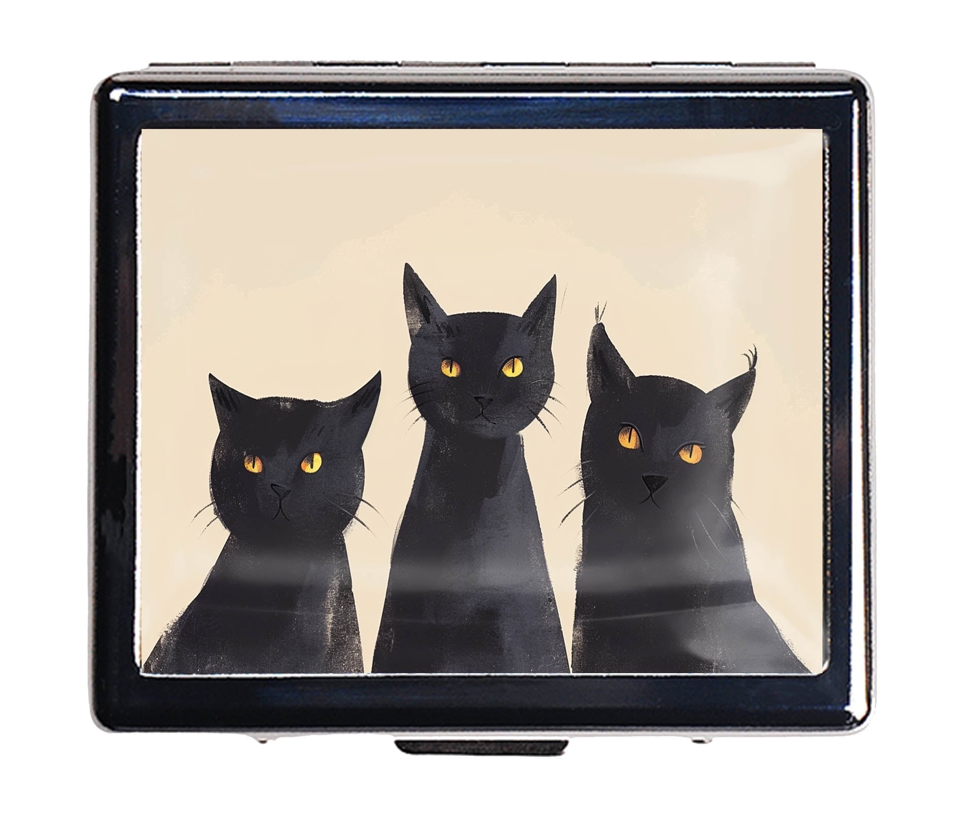 Three Cats 7 Days Chromed Shiny Silver Pill Organizer with Mirror Inside Has 8 Separate Compartments Rectangle Cute Travel Pill Organizer for Purse 7 Days Pill Box Pill Case