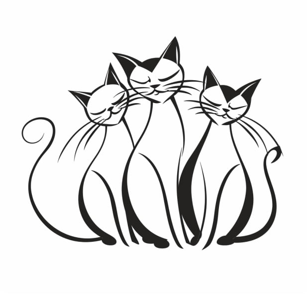 Three Cats Car Decal Sticker – Transparent Background Cute Minimalist ...