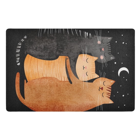 Three Cats Together Floor Door Mat Outdoor Indoor for Home Entrance Welcome Mats 32"x20"