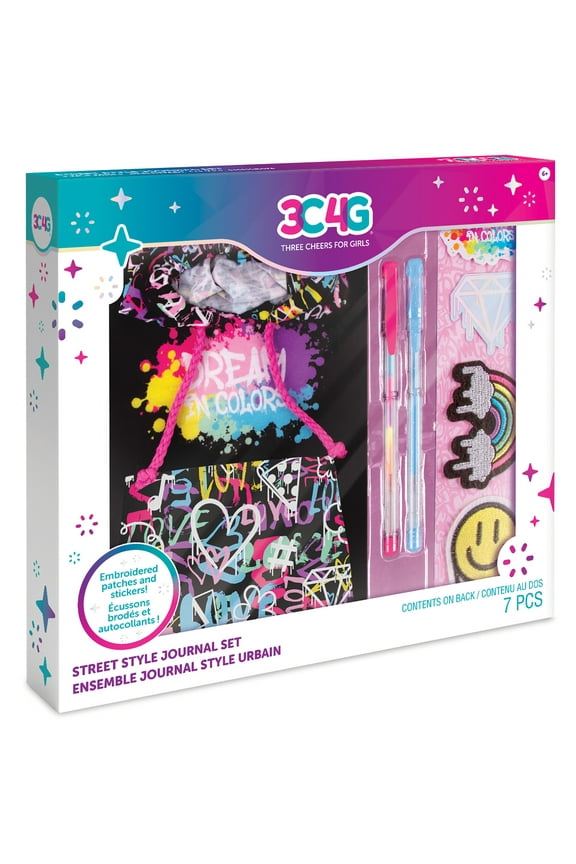 : Street Style Journal Set - 7 Piece Set, 160 Page Lined Journal, Hoodie Style Cover, Includes 2 Patches, 2 Stickers, 2 Gel Pens, Tweens & Girls 6+