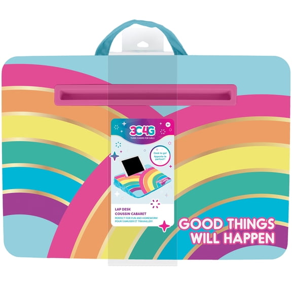 Three Cheers for Girls: Rainbow Bright Blue Lap Desk W/ Handle & Versatile Media Slot - 12 x 17, Cozy Cushion, Ages 6+