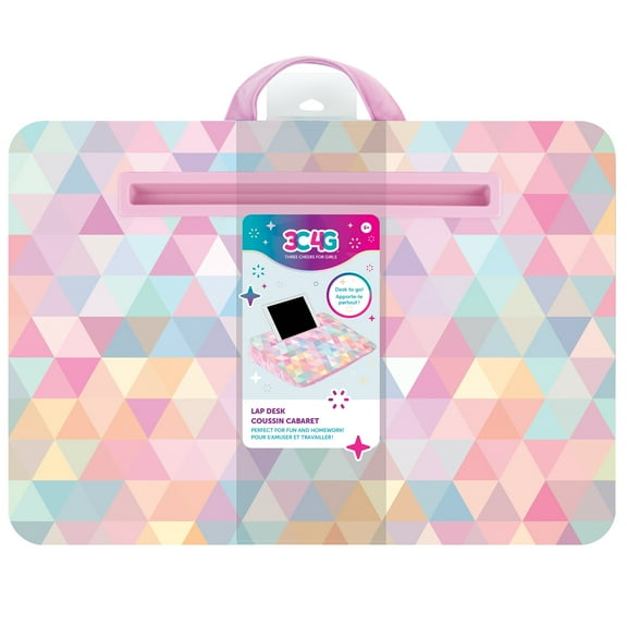 Three Cheers for Girls: Triangle Pink Faux Fur 12 x 17 Portable Lap Desk W/ Handle, Versatile Media Slot, Ages 6+