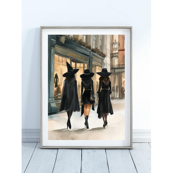 Three Chic Witches Wall Art Print, Unframed Paper Poster 8x10in