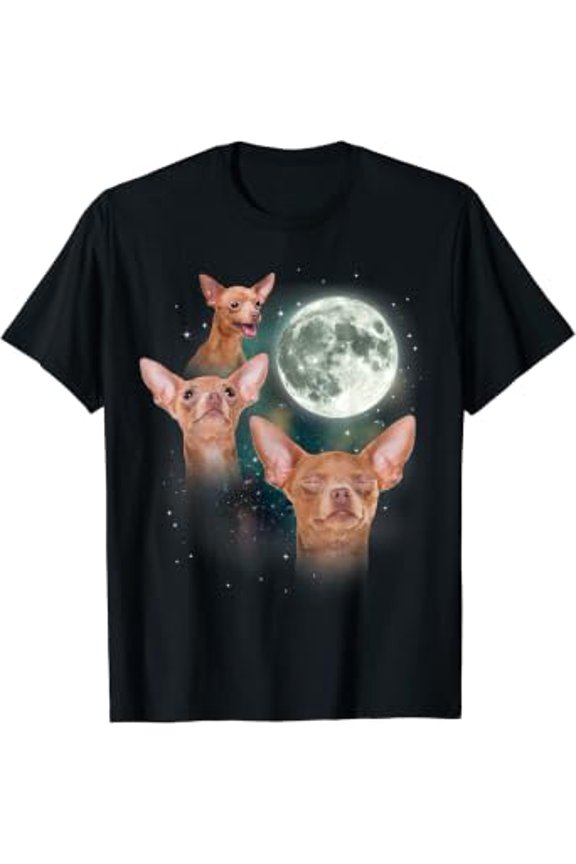 Three Chihuahua Moon 3 Dog Meme Funny Wolves Howling Parody T-Shirt