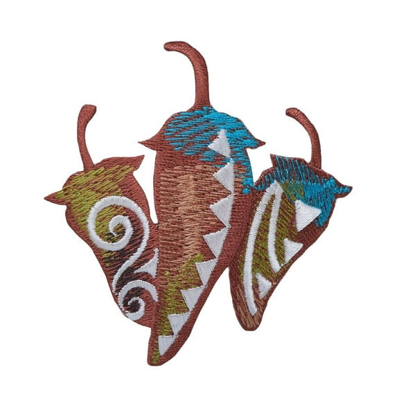 Three Chili Peppers - Jalapeno Pepper - Southwest style - Iron on Applique - Embroidered Patch