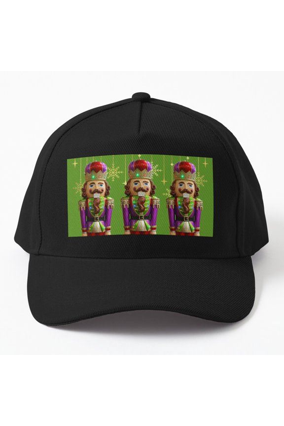 Three Christmas Nutcrackers Baseball Cap, Holiday Character Design, Classic Hat Style