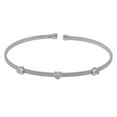 thumbnail image 1 of Three Clear Cubic Zirconia Hearts Open Bangle Rhodium Plated Sterling Silver, 1 of 2