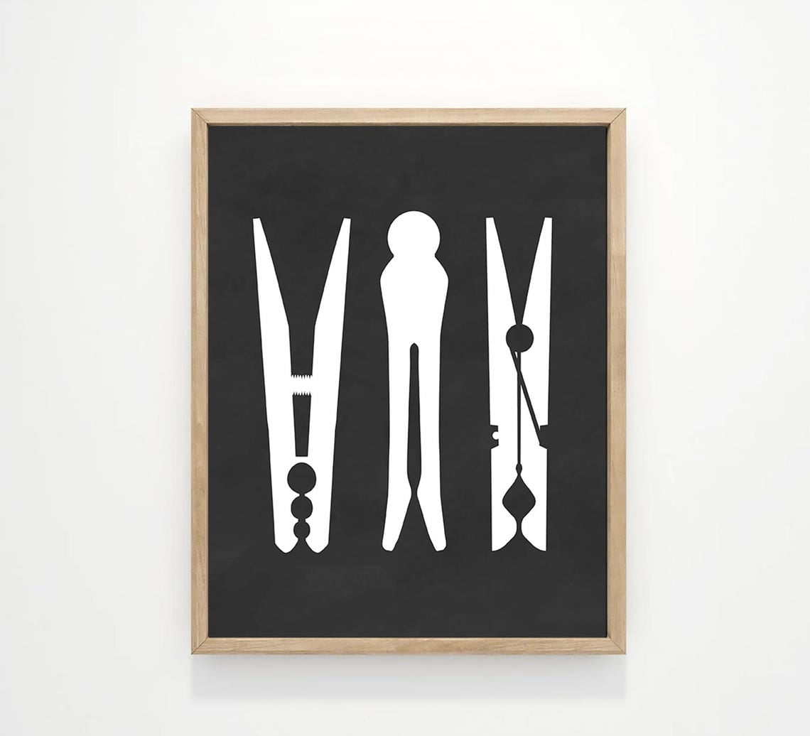 Three Clothespins Laundry Wall Art, Laundry Wall Decor, Laundry Room ...