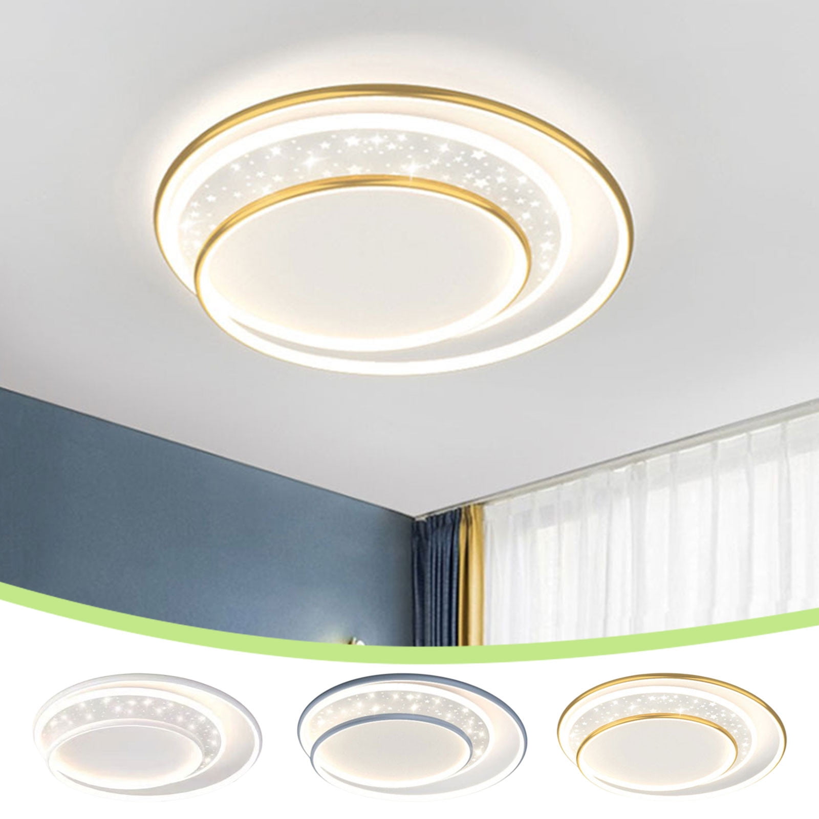 Three Color Lighting 19.69 In Bedroom Ceiling Light Round Lamp Modern Simples Scandinavian Cozy Room Creativess Light Fixtures