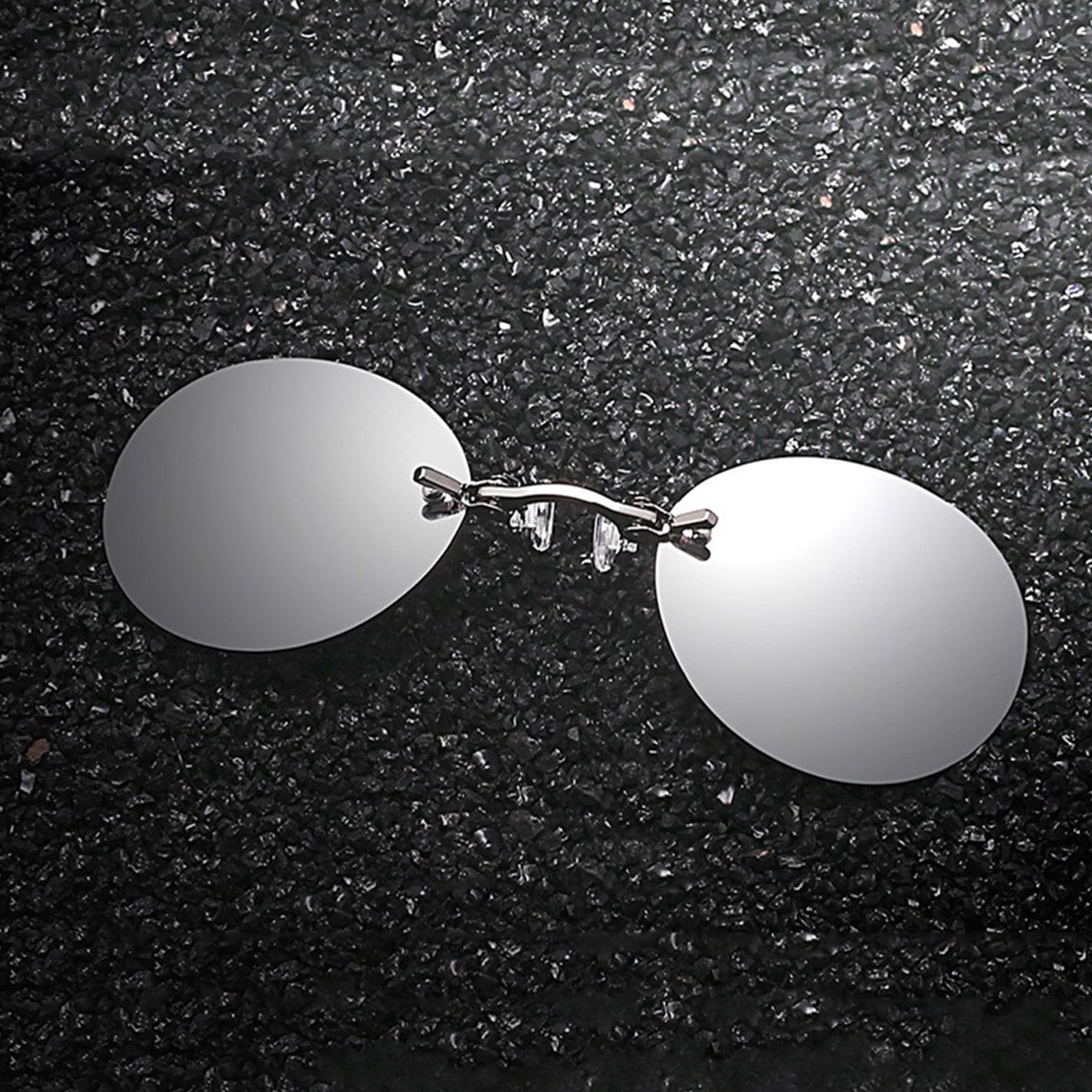 Three Color Retro Round Clip On Nose Glasses 2025 New Mor.pheus Sunglasses Fashion Rimless Men ...