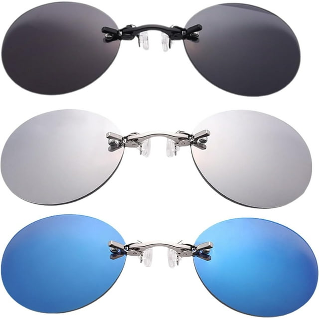 Three Color Retro Round Clip on Nose Glasses, 3 Color Retro Round Clip On Nose Glasses, Unisex