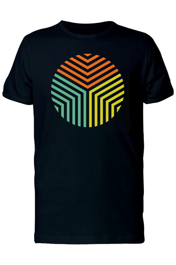 Three Color Striped Circle Icon T-Shirt Men -Image by Shutterstock, Male Small