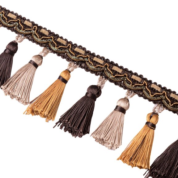 Three-Color Tassel Trim for Curtains and Sofas, European Style, Polyester Material, Ideal for Home Decor, Adds Elegance and Charm to Living Spaces