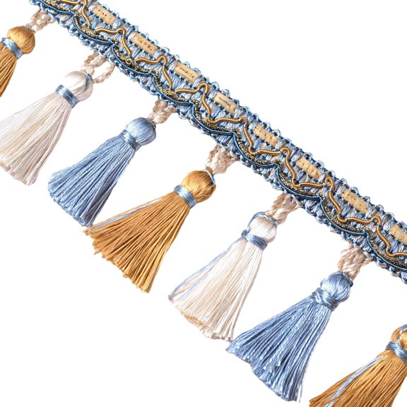 Three-Color Tassel Trim for Curtains and Sofas, European Style, Polyester Material, Ideal for Home Decor, Adds Elegance and Charm to Living Spaces