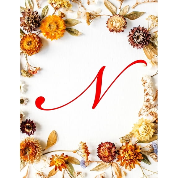 Three Column Ledger: N: Monogram Initial Three Column Ledger Accounting Notebook Ledger, Accounting Pad, Ledger For Accounting - Fall Flowers, 8.5" x 11", 100 pages (Paperback)