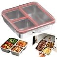 thumbnail image 1 of Three Compartment 304 Stainless Steel Airtight Lunch Box, Microwave Safe Portable Compartmentalized Bento Box for Work, Keeps Food Fresh, 1 of 8