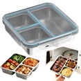 thumbnail image 1 of Three Compartment 304 Stainless Steel Airtight Lunch Box, Microwave Safe Portable Compartmentalized Bento Box for Work, Keeps Food Fresh, 1 of 7