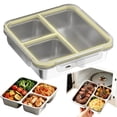 thumbnail image 1 of Three Compartment 304 Stainless Steel Airtight Lunch Box, Microwave Safe Portable Compartmentalized Bento Box for Work, Keeps Food Fresh, 1 of 7