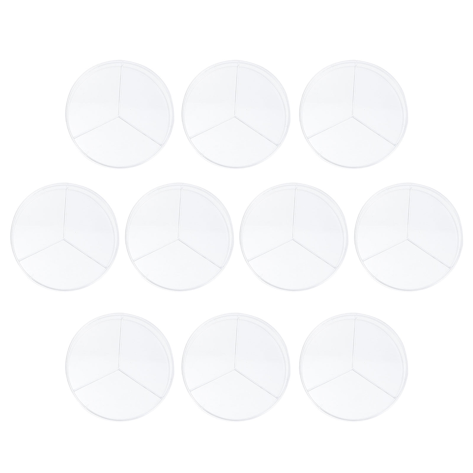 Three Compartments Petri Dish 10pcs Laboratory Petri Dish Transparent