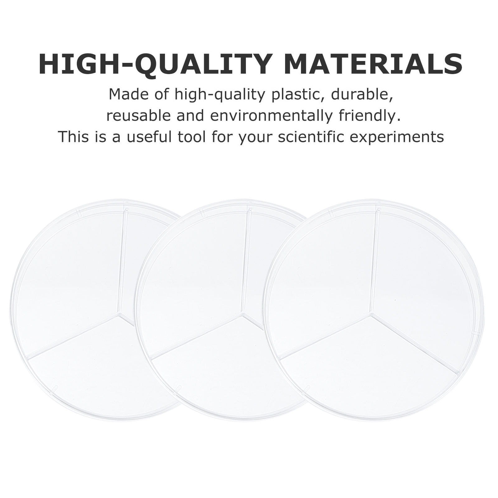 Three Compartments Petri Dish 10pcs Laboratory Petri Dish Transparent