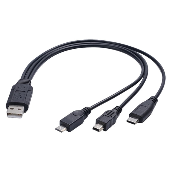 Three Connector USB Charging Cord Splitter Type C Tiny USB & Small USB Easy to Carry Chargers for Fast Charging Needs