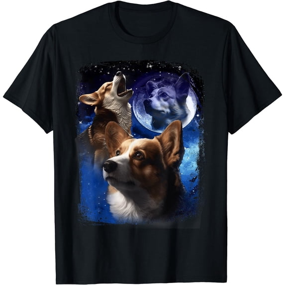 Spectrum Wolves Three Corgis Howling At Moon Corgi Vintage Wolves Classic Theme ...