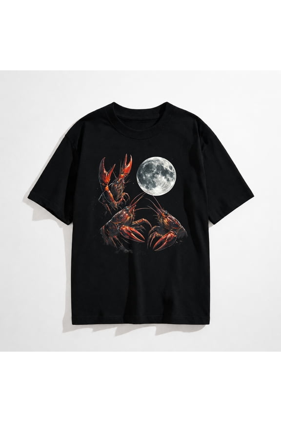 Three Crawfish Moon Galaxy Space Retro Animal T-Shirt