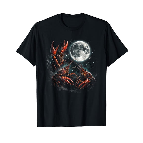 Three Crawfish Moon Galaxy Space Retro Animal T-Shirt