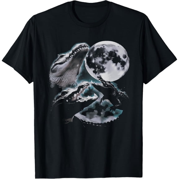Three Crocodiles Moon 3 Alligator Dead Moon Weird Meme T-Shirt